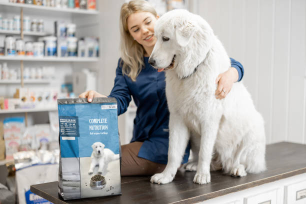 Veterinarian recommending pet food