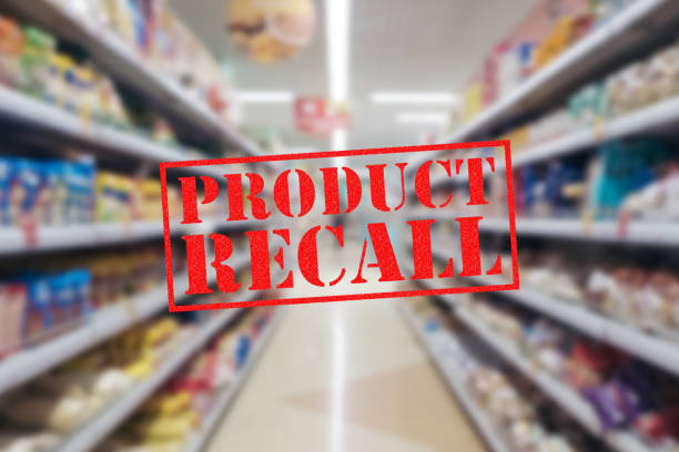 Banner with a product recall alert stamp